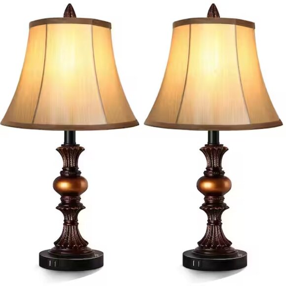 Partphoner Other - Partphoner Vintage Touch Table Lamp Set (2) | Dual USB | 3-Way Dimmable | Bronze